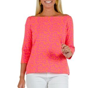 Sailor Sailor NWT Vibrant Pink Patterned 3/4 Sleeve Top M Tiny Coral Islander